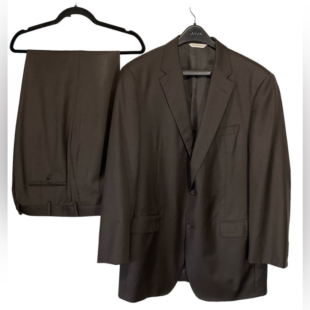 Samuel Sohn Brown Wool Suit Set Extra Long.
